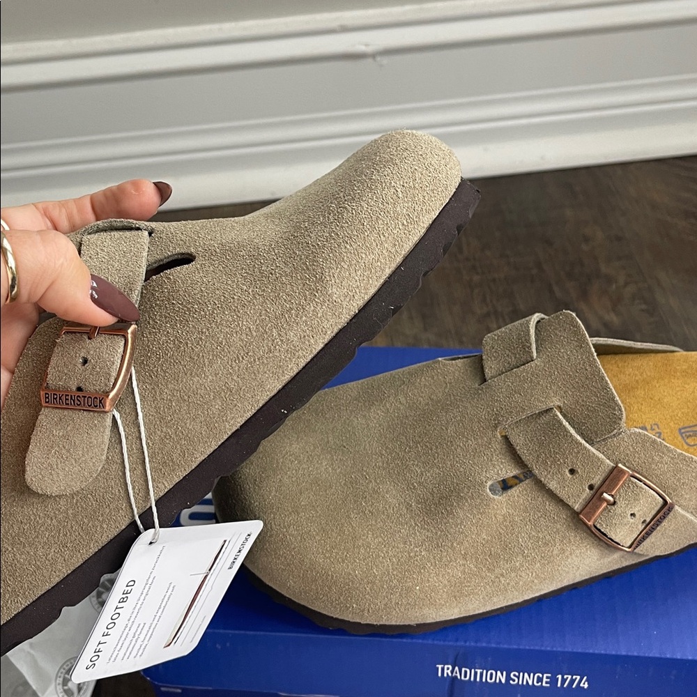 Birkenstock women’s Taupe Suede Loafers - Picture 7 of 8